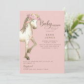 Invitation Baby shower d'aquarelle rose et rose Brown (Debout devant)
