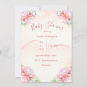 Invitation Baby shower d'aquarelle rose fleurie (Devant)