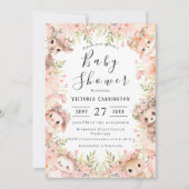 Invitation Baby shower d'Aquarelle rose Floral (Devant)