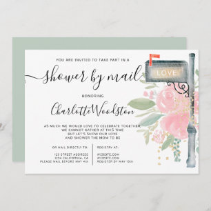 Invitation baby shower d'aquarelle rose florale par boîte aux