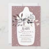 Invitation Baby shower d'aquarelle rose hiver (Devant)