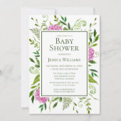 Invitation Baby shower d'aquarelle rose Hydrangeas (Devant)