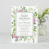 Invitation Baby shower d'aquarelle rose Hydrangeas (Debout devant)