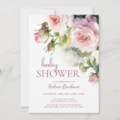 Invitation Baby shower d'aquarelle rose pâle (Devant)