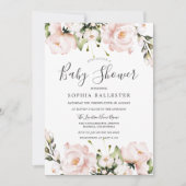 Invitation Baby shower d'aquarelle rose pâle (Devant)
