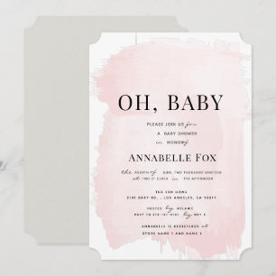 Invitation Baby shower d'aquarelle rose pâle minimaliste