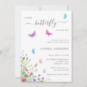 Invitation Baby shower d'aquarelle rose papillon (Devant)