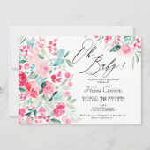 Invitation Baby shower d'aquarelle rose pastel (Devant)