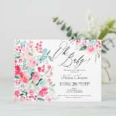 Invitation Baby shower d'aquarelle rose pastel (Debout devant)