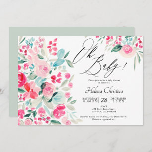 Invitation Baby shower d'aquarelle rose pastel