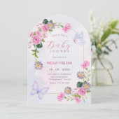 Invitation Baby shower d'aquarelle rose violet (Debout devant)
