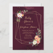Invitation Baby shower d'aquarelle rouge de Bourgogne (Devant)