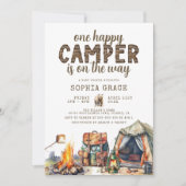 Invitation Baby shower d'aquarelle rustique en bois (Devant)