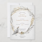 Invitation Baby shower d'aquarelle rustique et de nid de bébé (Devant)