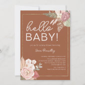 Invitation Baby shower d'aquarelle séchée tropicale en terre  (Devant)