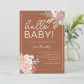 Invitation Baby shower d'aquarelle séchée tropicale en terre  (Debout devant)