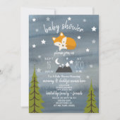 Invitation Baby shower d'aquarelle Sleepy Fox Mountains (Devant)