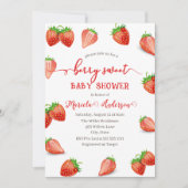 Invitation Baby shower d'aquarelle sucrée fraise (Devant)
