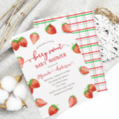 Invitation Baby shower d'aquarelle sucrée fraise