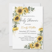 Invitation Baby shower d'aquarelle Sunflower Greenery (Devant)