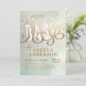 Invitation Baby shower d'aquarelle surprise Boy Gold Foil (Debout devant)
