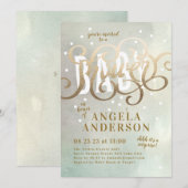 Invitation Baby shower d'aquarelle surprise Boy Gold Foil (Devant / Derrière)