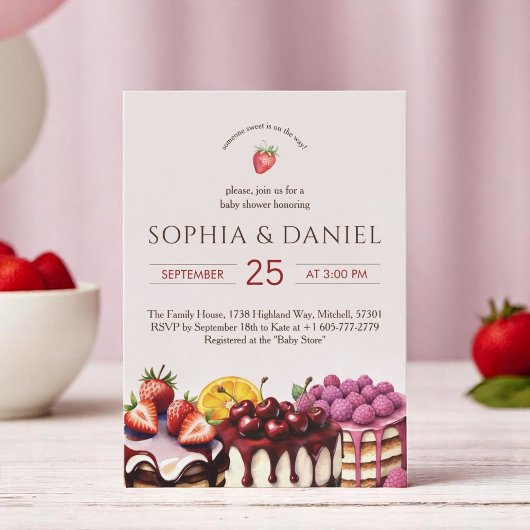 Invitation Baby shower d'aquarelle Sweet Cakes