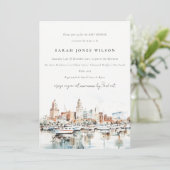 Invitation Baby shower d'aquarelle Tampa Florida Skyline (Debout devant)