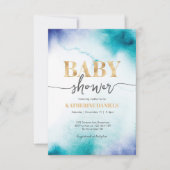 Invitation Baby shower d'aquarelle turquoise (Devant)