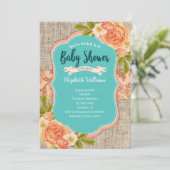 Invitation Baby shower d'aquarelle Turquoise Burlap (Debout devant)