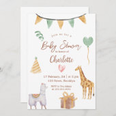 Invitation Baby shower d'aquarelle turquoise jaune (Devant / Derrière)