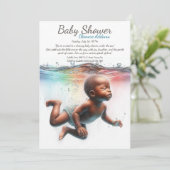 Invitation Baby shower d'aquarelle Underwater Dreams (Debout devant)