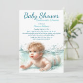 Invitation Baby shower d'aquarelle Underwater Dreams (Debout devant)