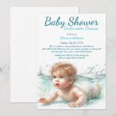 Invitation Baby shower d'aquarelle Underwater Dreams (Devant / Derrière)