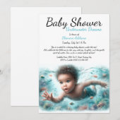 Invitation Baby shower d'aquarelle Underwater Dreams (Devant / Derrière)
