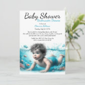 Invitation Baby shower d'aquarelle Underwater Dreams (Debout devant)