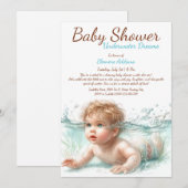 Invitation Baby shower d'aquarelle Underwater Dreams (Devant / Derrière)