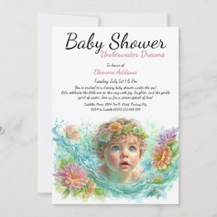 Invitation Baby shower d'aquarelle Underwater Dreams