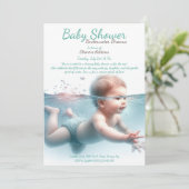 Invitation Baby shower d'aquarelle Underwater Dreams (Debout devant)