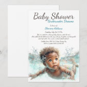 Invitation Baby shower d'aquarelle Underwater Dreams (Devant / Derrière)