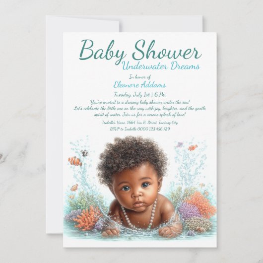 Invitation Baby shower d'aquarelle Underwater Dreams (Devant)