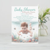 Invitation Baby shower d'aquarelle Underwater Dreams (Debout devant)