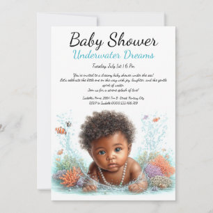 Invitation Baby shower d'aquarelle Underwater Dreams