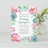 Invitation Baby shower d'aquarelle végétale rose (Debout devant)