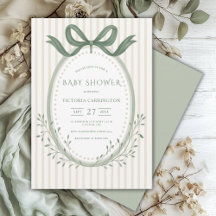 Baby shower d'aquarelle vert carbone vintage