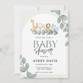 Invitation Baby shower d'aquarelle vert crème (Devant)