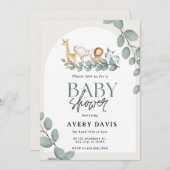 Invitation Baby shower d'aquarelle vert crème (Devant / Derrière)