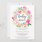 Invitation Baby shower d'aquarelle vert rose (Devant)