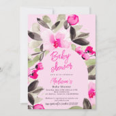 Invitation Baby shower d'aquarelle vert rose Boho (Devant)