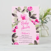 Invitation Baby shower d'aquarelle vert rose Boho (Debout devant)